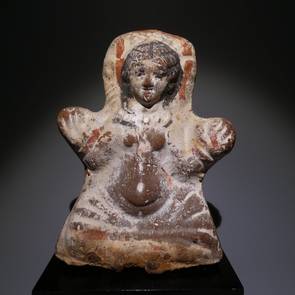 Altägyptisch Terracotta Figur einer weiblichen Konkubine. 17 cm H. Ptolemäische P., 100 v. Chr. Aus alter Sammlung. #1.1