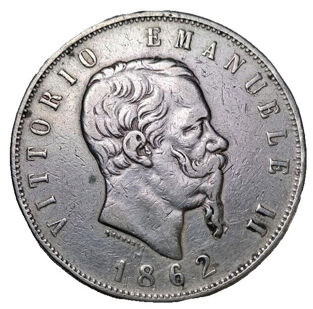 Itália, Reino da Itália. Vítor Emanuel II de Saboia (1861-1878). 5 Lire 1862 - Napoli #1.1