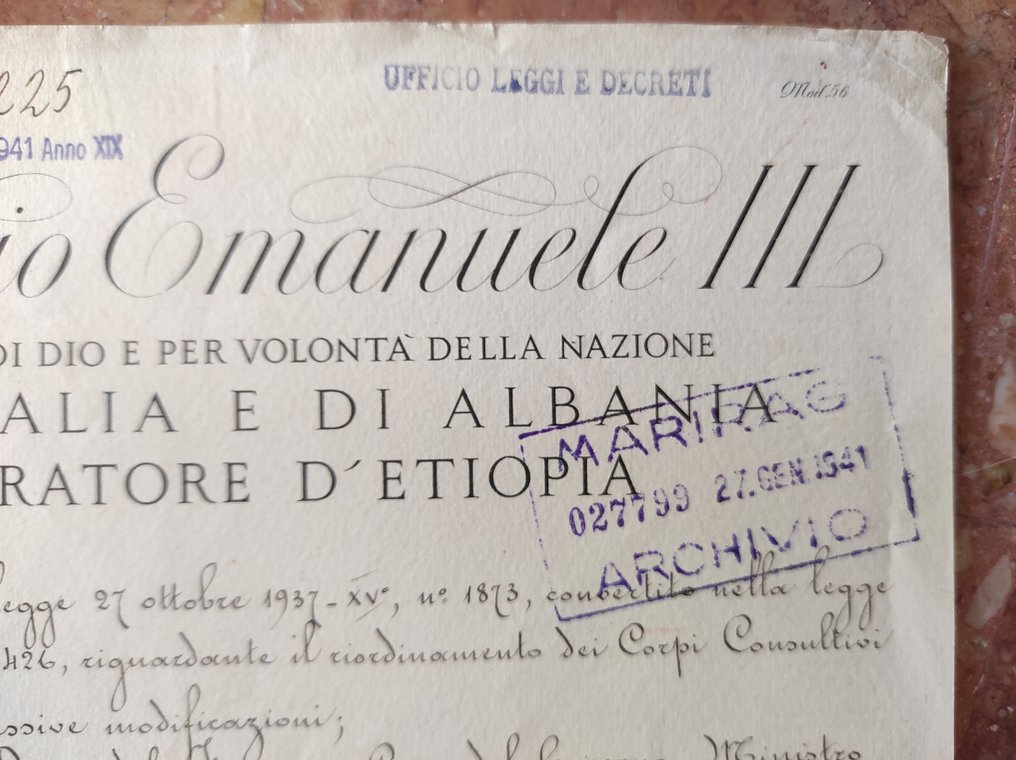 Document - Autografo Ammiraglio Riccardi e Re Vittorio Emanuele III - Nomina Ammiraglio Cavagnari - Primo - 1940 #1.3