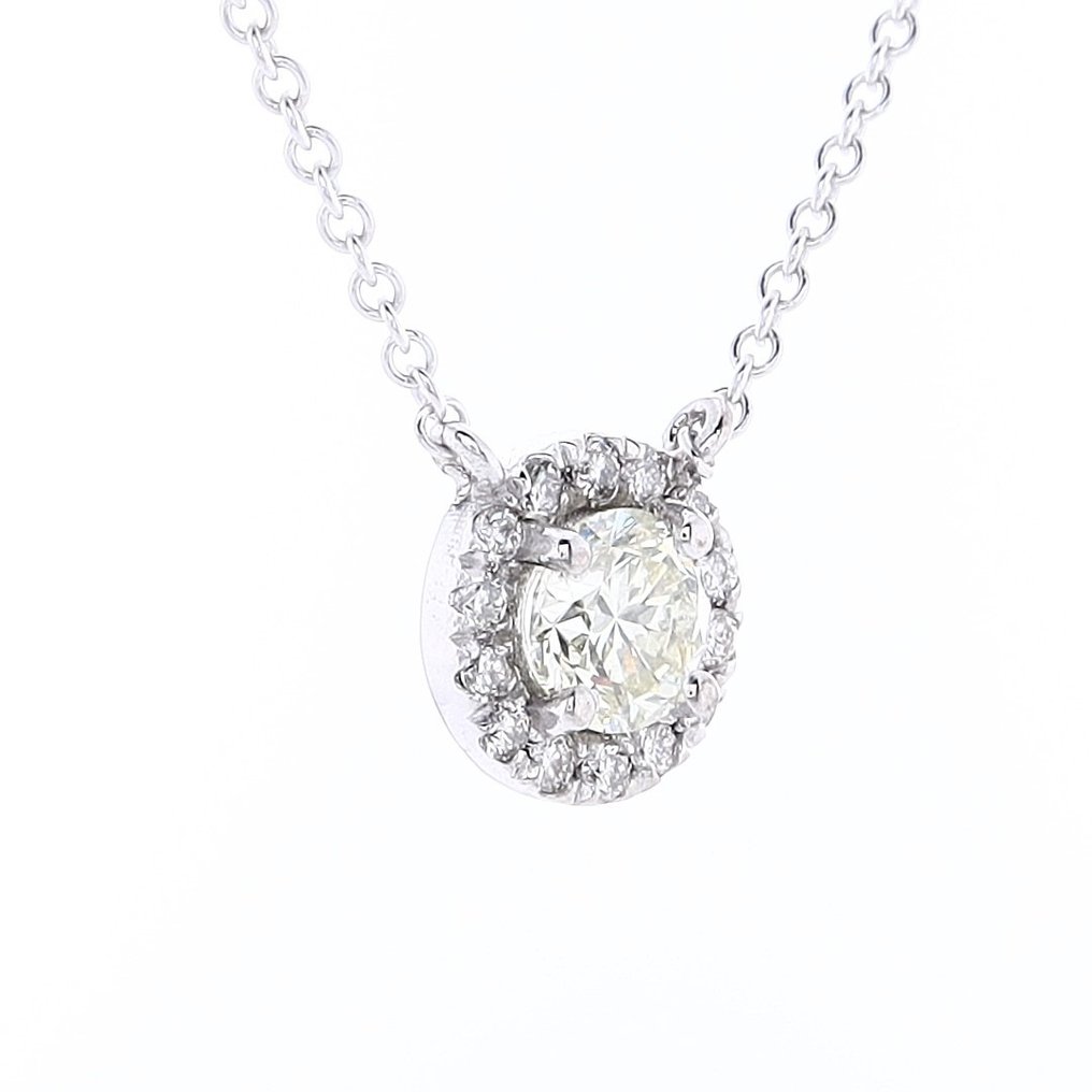 Necklace with pendant - 14 kt. White gold -  0.64ct. tw. Diamond  (Natural) - Diamond #1.2