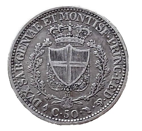 Italie, Royaume de Sardaigne. Charles-Félix duc de Savoie (1821-1831). 50 Centesimi 1826 - Torino #1.1