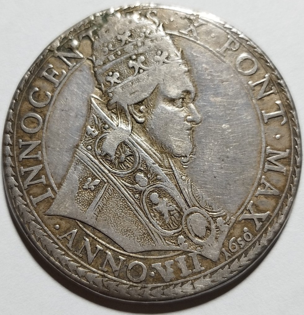 Italië, Pauselijke Staat. Innocenzo X (1644-1655). Piastra 1650 Anno VII "Jubilee - Holy Year" #1.2