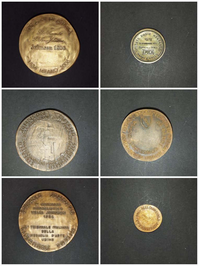 Itália. 6 Medalhas de Bronze opus Greco - Johnson Factory - Medalha  #1.2
