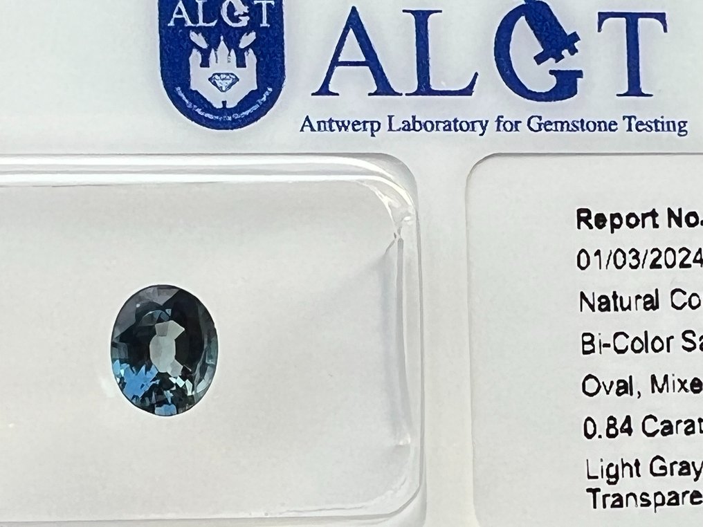 Bi-colour, Blue, Green Sapphire  - 0.84 ct - Antwerp Laboratory for Gemstone Testing (ALGT) - Bi-Color #3.2