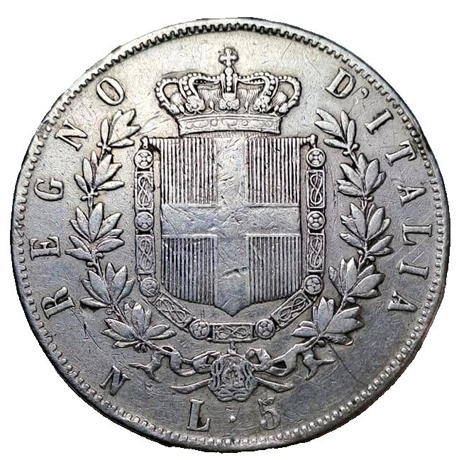 Italy, Kingdom of Italy. Viktor Emmanuel II av Italia (1861-1878). 5 Lire 1862 - Napoli #1.2