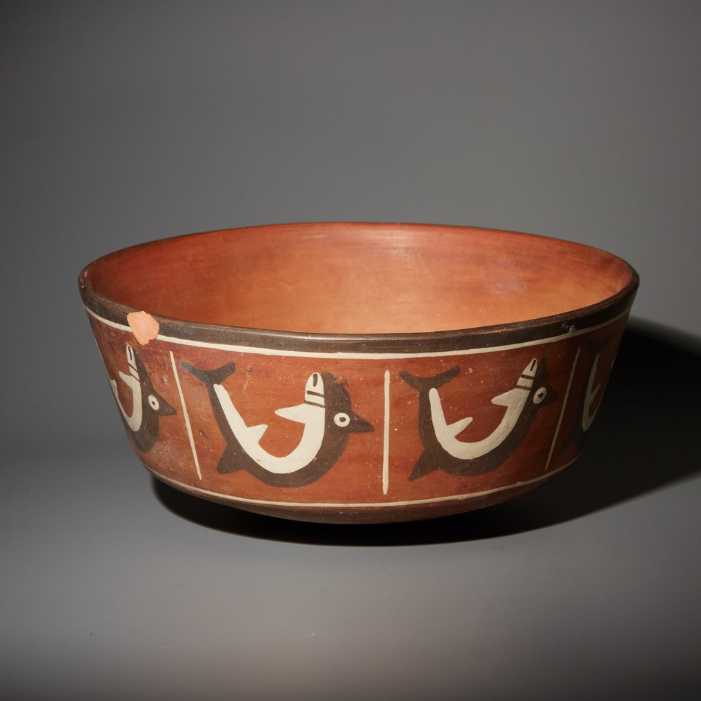 秘魯納斯卡 Terracotta 碗。西元 100-800 年。直徑18.5公分。西班牙電子出口許可證。 #2.1