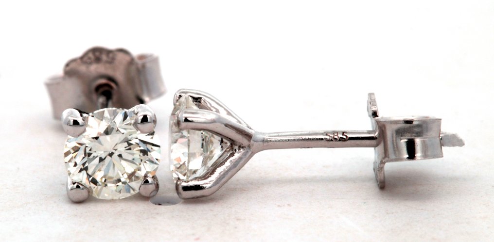 Boucles d'oreilles - 14 carats Or blanc -  1.02ct. tw. Diamant  (Naturelle) #3.1