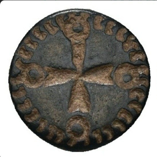 Byzantijnse tijdperk: kruisapplicatie prachtige bronzen schans met kruis Sieraden appliqué  (Zonder Minimumprijs) #1.1