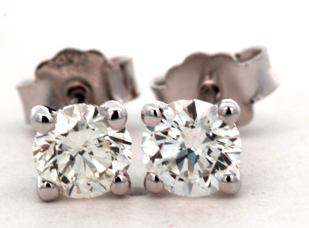 Boucles d'oreilles - 14 carats Or blanc -  1.02ct. tw. Diamant  (Naturelle) #2.2
