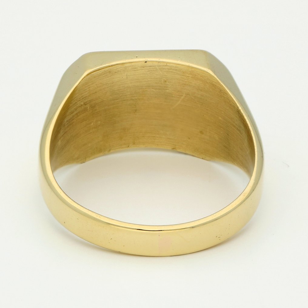 Ring - 14 karaat Geel goud -  0.02 tw. Diamant  (Natuurlijk) - Onyx  #2.1