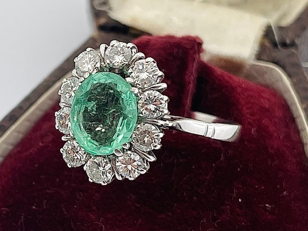 Ring - 18 kt Vittguld Smaragd - Diamant #2.2