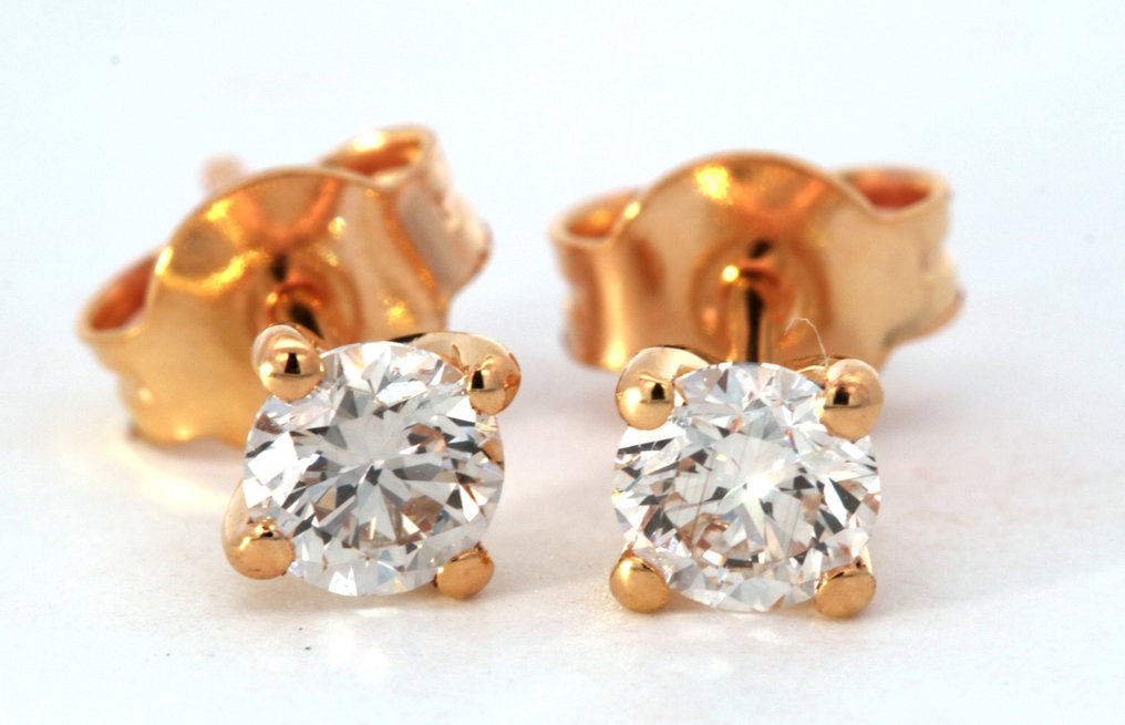 Earrings - 14 kt. Yellow gold -  1.00ct. tw. Diamond  (Natural) #2.2