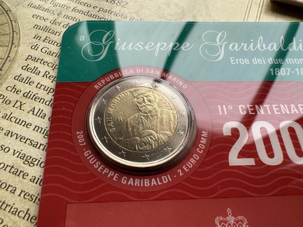 圣玛利诺. 2 Euro 2007/2009 "Garibaldi" + "Creatività e Innovazione" (2 stuks) (没有保留价) #3.2