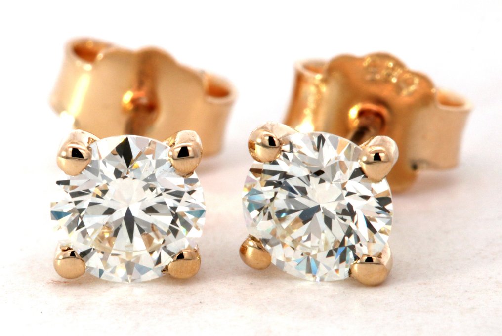 Boucles d'oreilles - 14 carats Or jaune -  1.00ct. tw. Diamant  (Naturelle) #2.1
