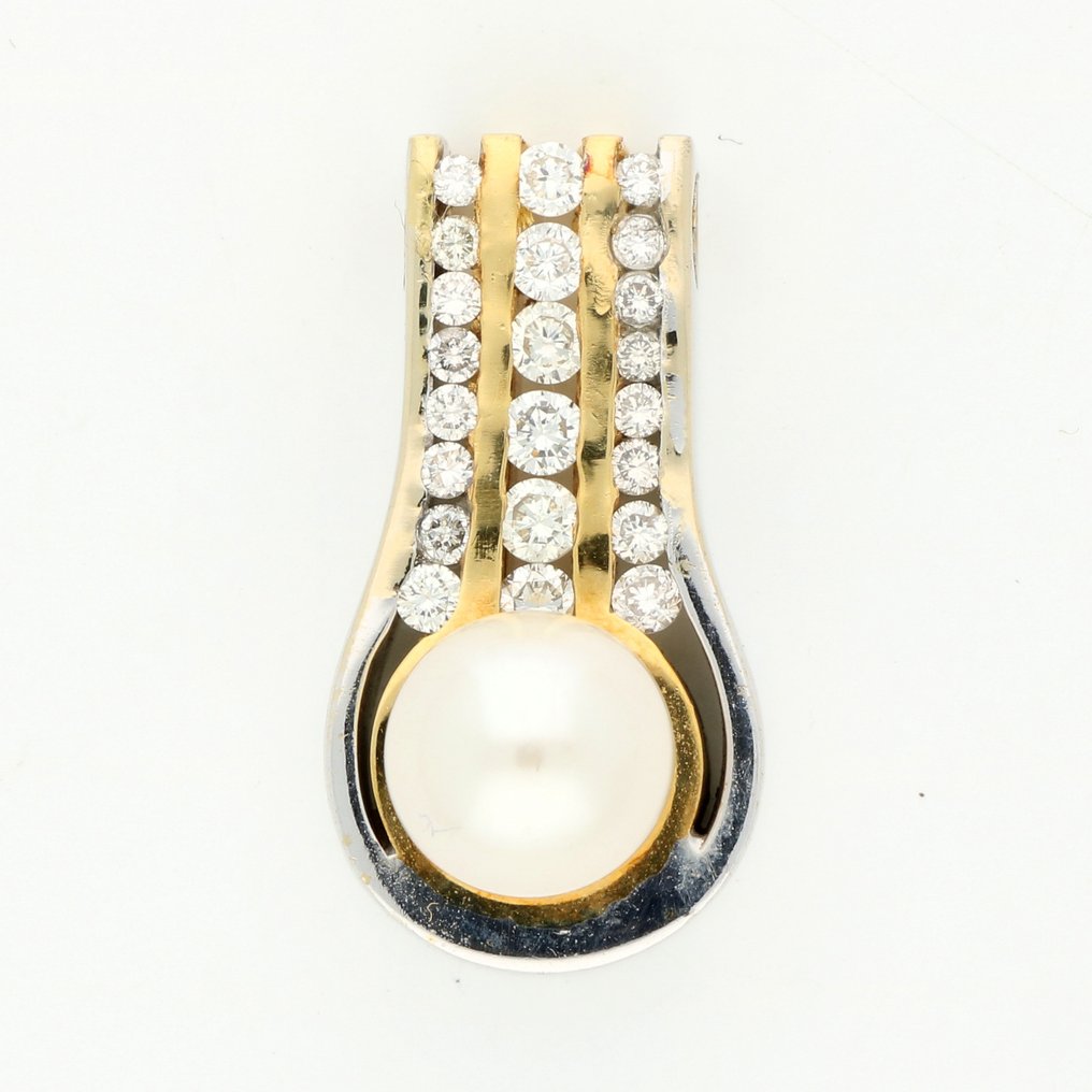 Pendentif - 18 carats Or blanc, Or jaune Perle - Diamant  #1.1