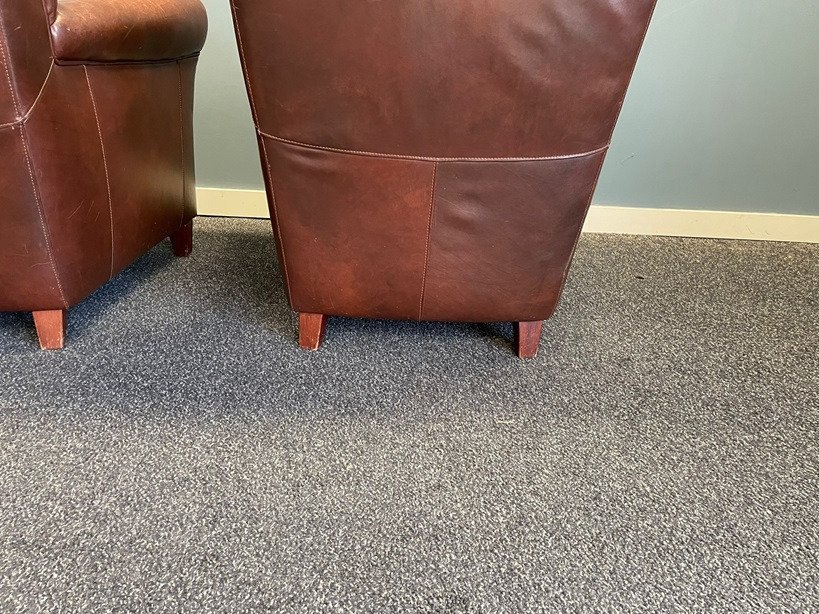 扶手椅子 - 皮革 - 两张棕色皮革扶手椅 #2.2