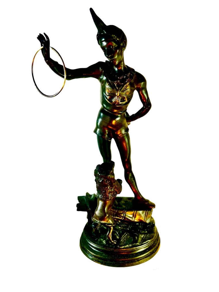 Alfred Barye (1839 – 1882) - Sculpture, Dresseur de chien - 34 cm - Bronze (patiné) #1.1