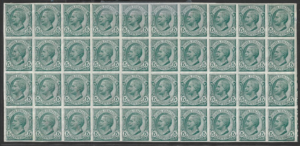 Königreich Italien 1906 - Ungezähnter Block, Buchstaben mit Wasserzeichen - Sassone 81e #1.1