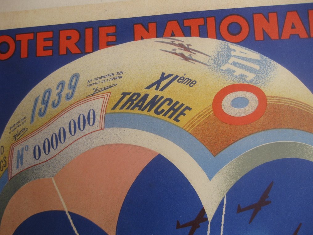 Dérouet/Lesacq - tirage de l Aviation  1939 loterie nationale - Années 1930 #1.2