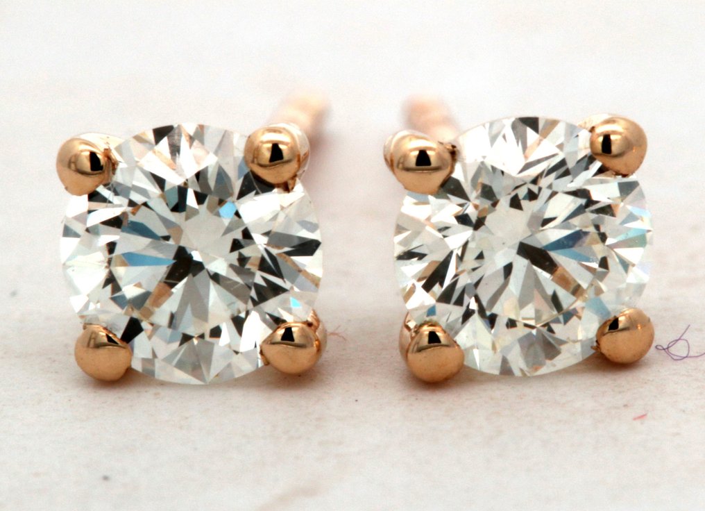 Boucles d'oreilles - 14 carats Or jaune -  1.00ct. tw. Diamant  (Naturelle) #2.2