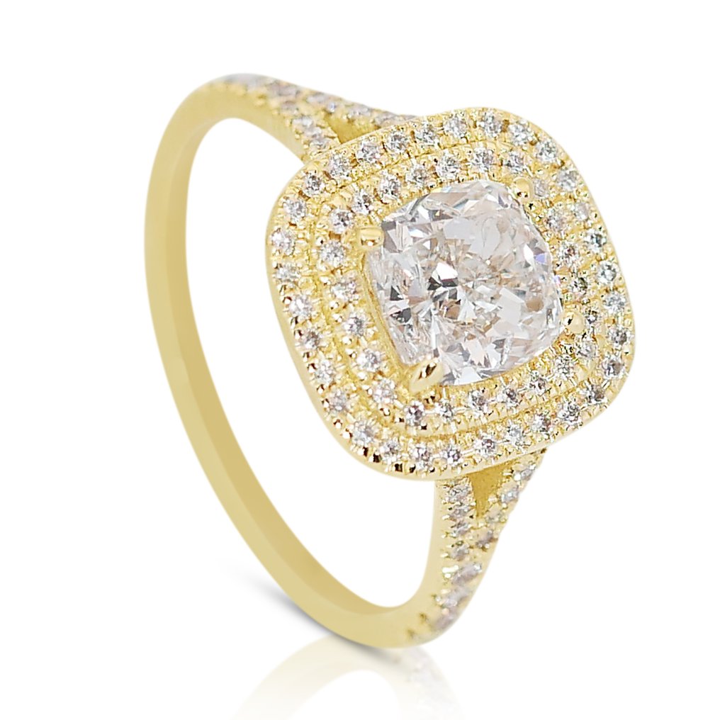 Ring - 18 kt. Yellow gold -  1.82 tw. Diamond  (Natural) - Diamond #2.1