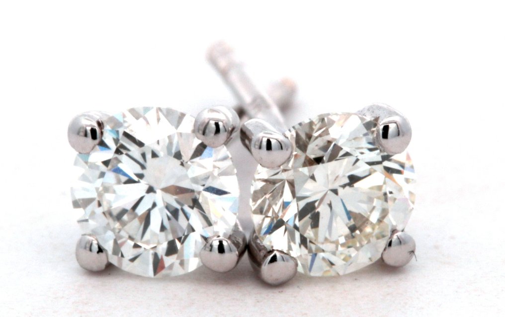 Boucles d'oreilles - 14 carats Or blanc -  1.02ct. tw. Diamant  (Naturelle) #2.1