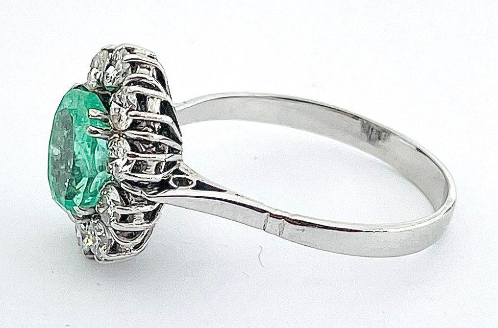 Ring - 18 kt Vittguld Smaragd - Diamant #3.3