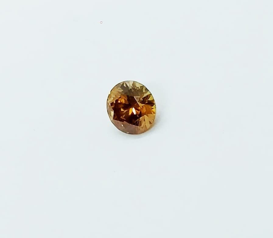 1 pcs Diamant - 0.45 ct - Rund - svag orange - SI1 #1.1