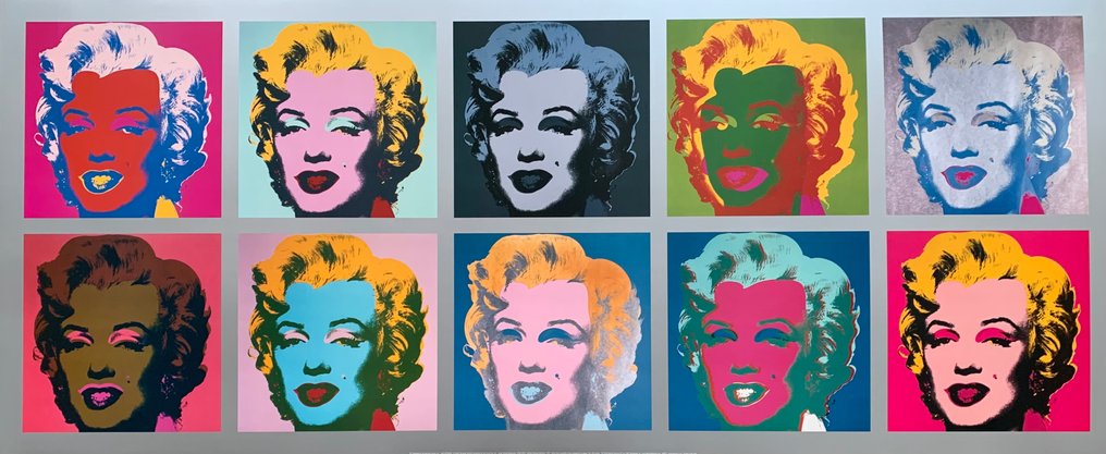 Andy Warhol (after) - Ten Marilyns , 1967 Specialcolour Print 56 x 134 cm - 2000-luku #1.1