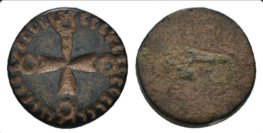 Byzantijnse tijdperk: kruisapplicatie prachtige bronzen schans met kruis Sieraden appliqué  (Zonder Minimumprijs) #2.1