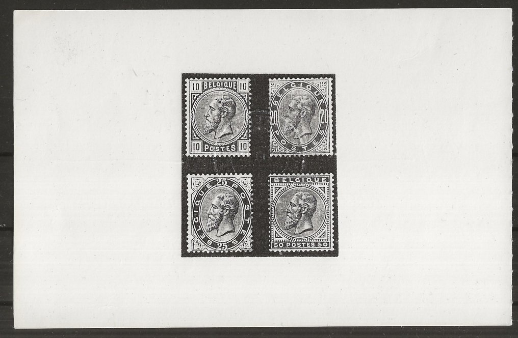 Belgique 1883 - série complète Léopold II Nouveaux types : 10c rose, 20c gris perle, 25c bleu clair, 50c violet - OBP/COB 38/41 #2.2