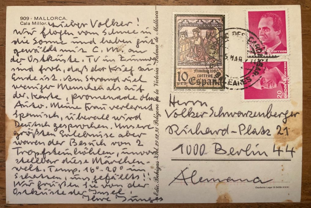 Franz Junge (1917-2013) - Kleiner Teilnachlaß mit 1 handgeschriebenen Brief, einer hangeschriebenen Postkarte und 4 Karten mit - 1969-1987 #1.2