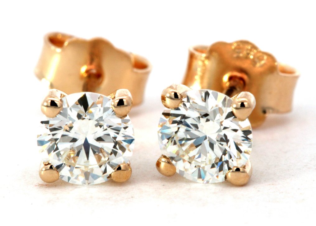 Boucles d'oreilles - 14 carats Or jaune -  1.00ct. tw. Diamant  (Naturelle) #1.1