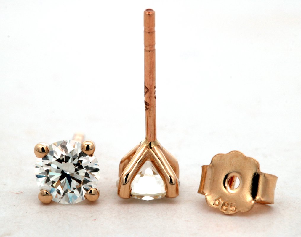 Drop fülbevaló - 14 kt. Sárga arany - 1.00ct. tw. Gyémánt (Természetes) #4.3