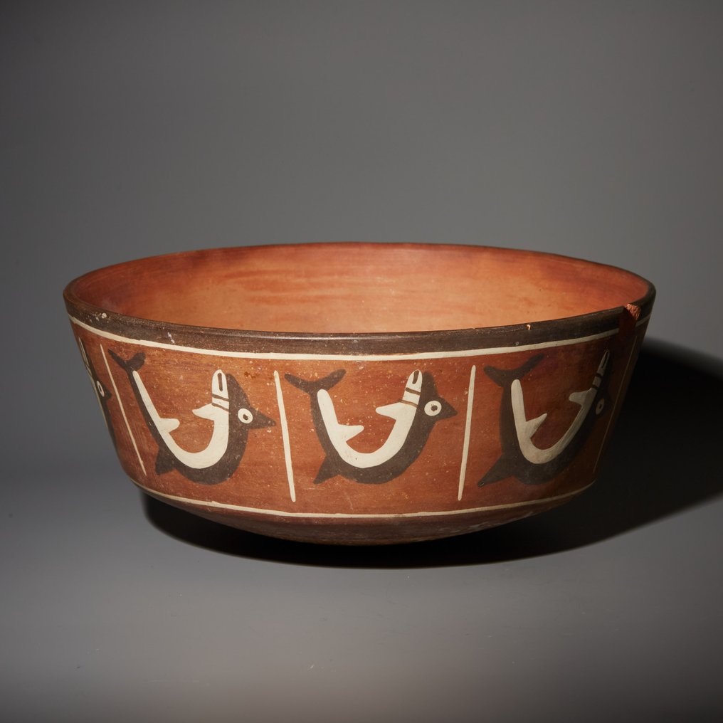 秘魯納斯卡 Terracotta 碗。西元 100-800 年。直徑18.5公分。西班牙電子出口許可證。 #1.1