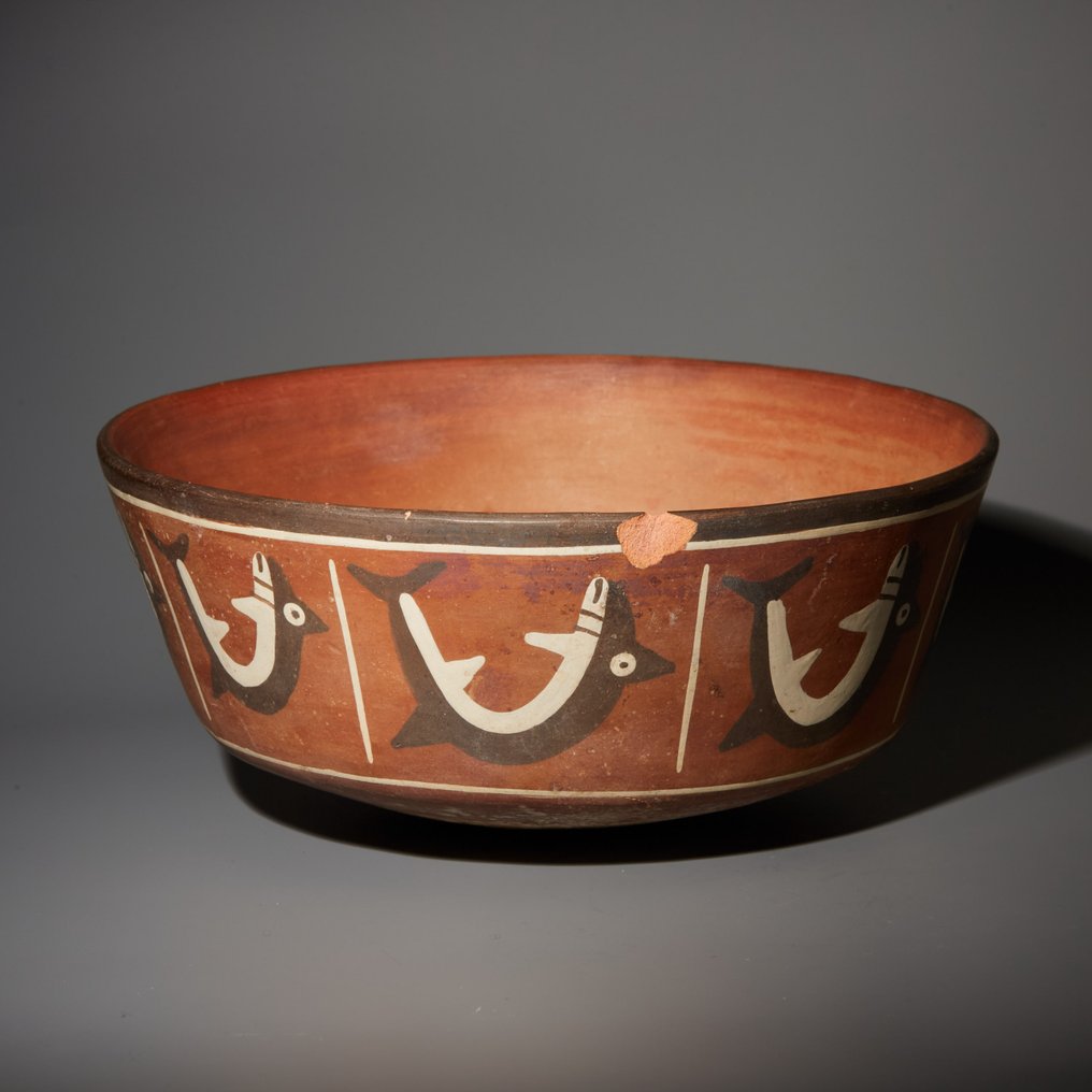 秘魯納斯卡 Terracotta 碗。西元 100-800 年。直徑18.5公分。西班牙電子出口許可證。 #1.2