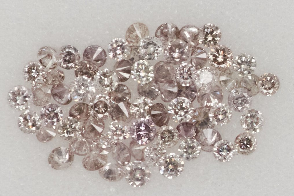 68 pcs Diamantes - 0.85 ct - Redondo - NO RESERVE PRICE - Mix Brown - Pink* - I1, I2, SI1, SI2, I3 #1.1