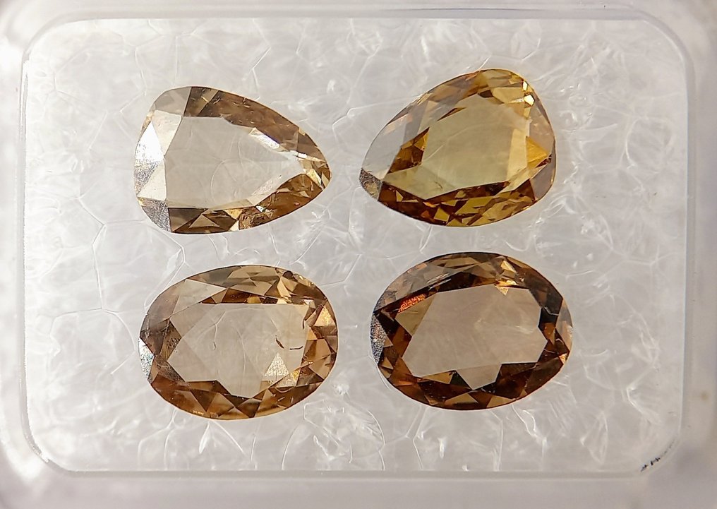 4 pcs Diamanti - 2.41 ct - Ovale, Pera - giallo arancio marrone fantasia - SI2, VS1 #1.1