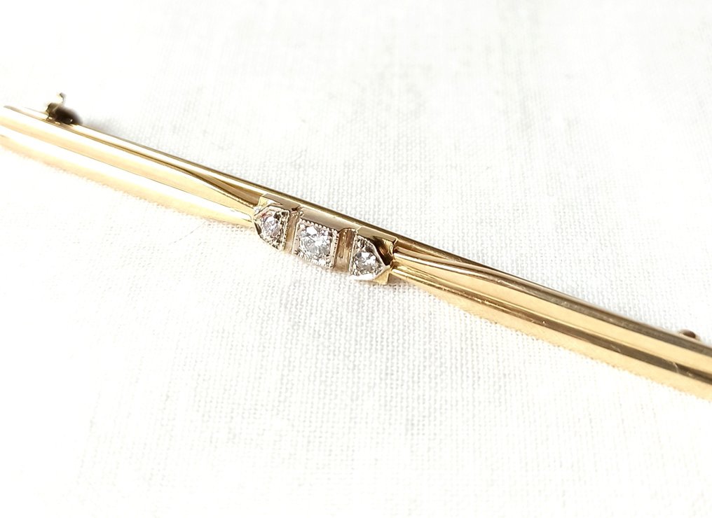 胸针 - 14K包金 黄金 -  0.15 tw. 钻石  #2.1