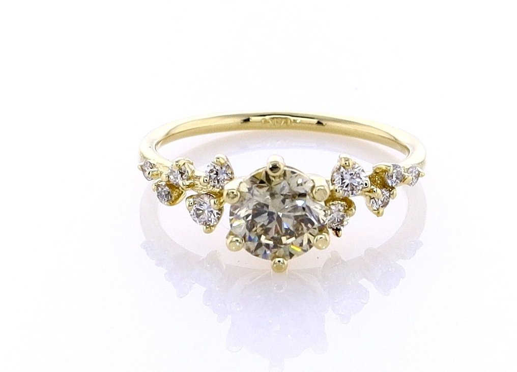 Anel - 14 K Ouro amarelo -  0.91 tw. Diamante  (Natural) - Diamante #1.1