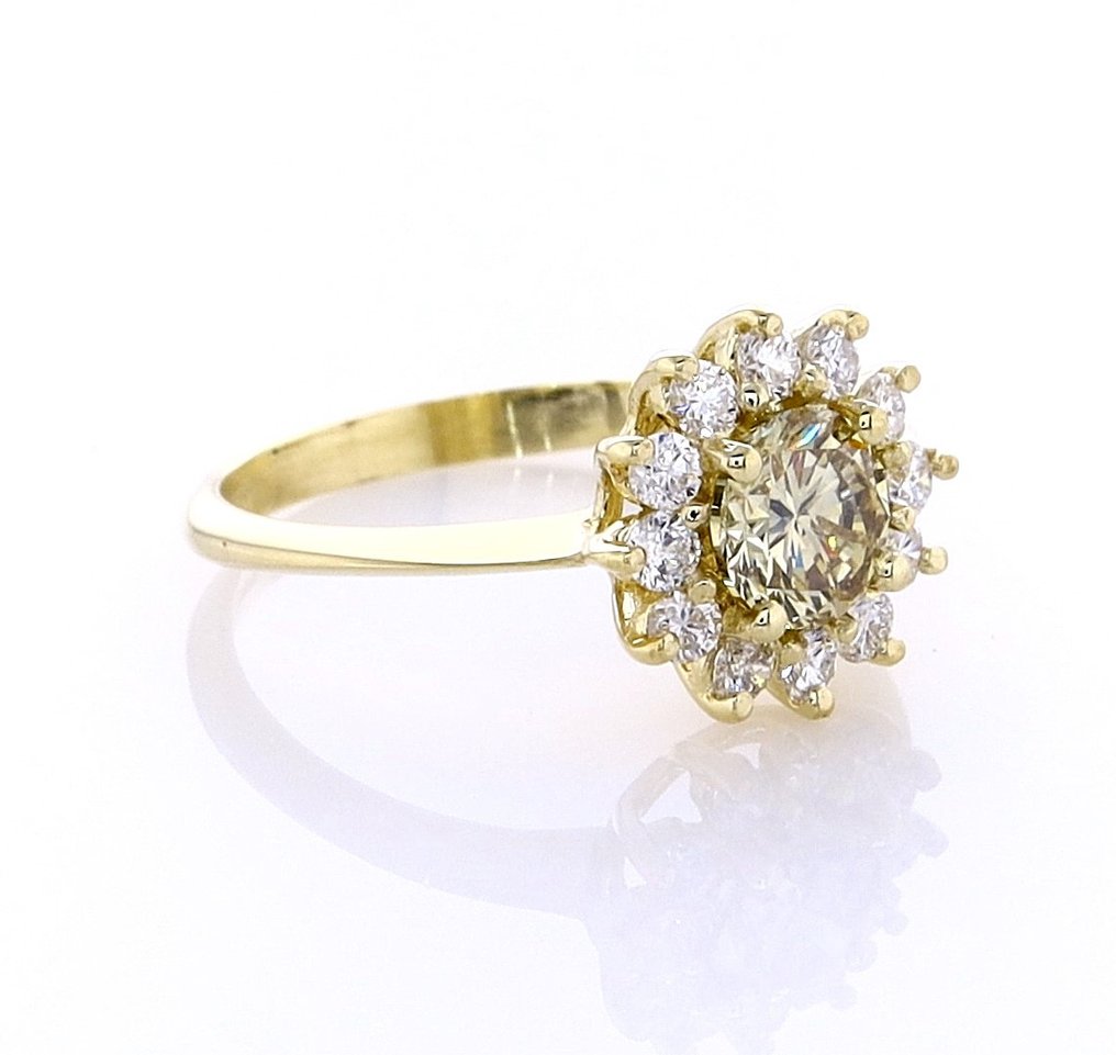 Ring - 14 karat Gull -  0.94 tw. Diamant  (Naturlig) - Diamant #2.1