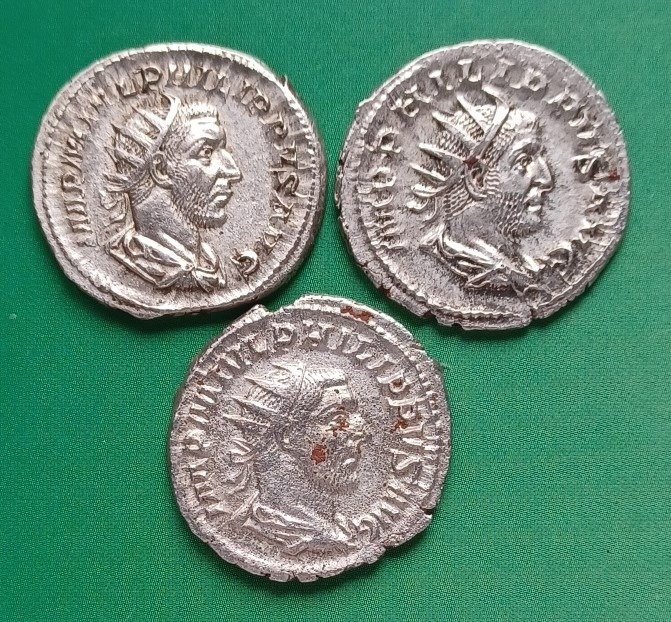 Romeinse Rijk. Philip I (244-249 n.Chr.). Lot of 3 AR Antoniniani Rome #1.1