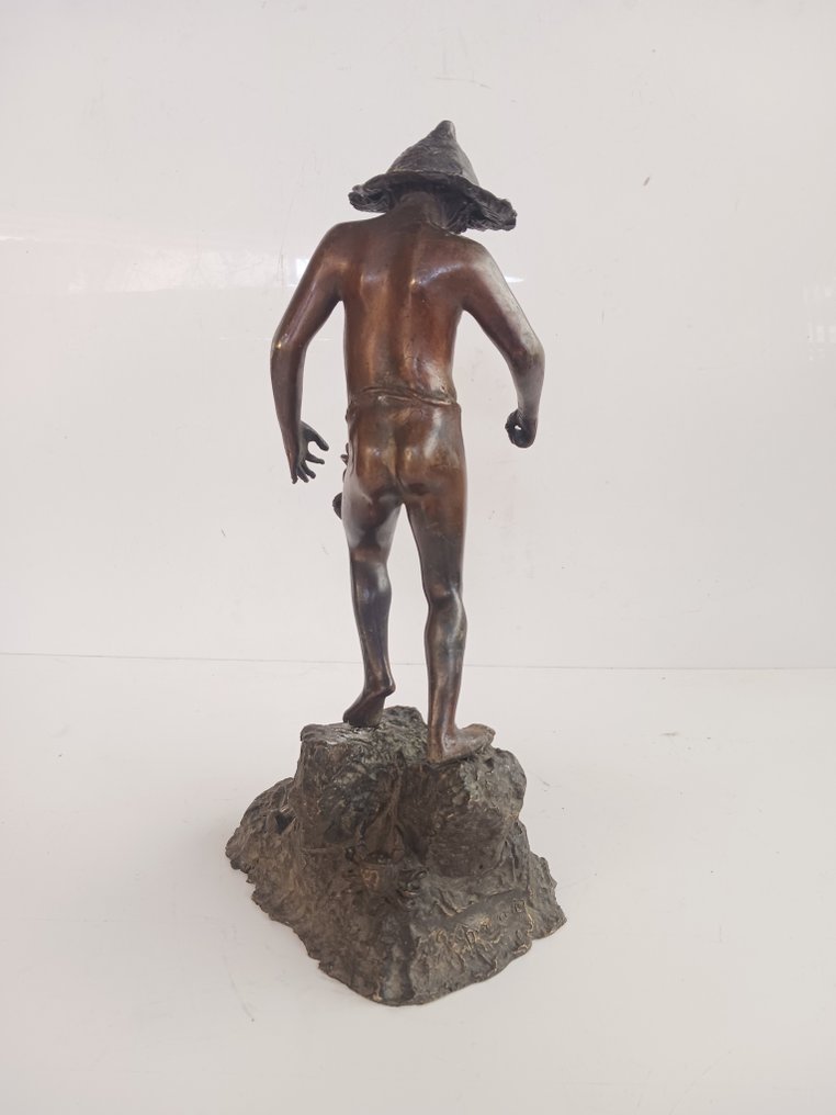 Skulptur, Pescatore sullo scoglio - 37 cm - Brons #2.1