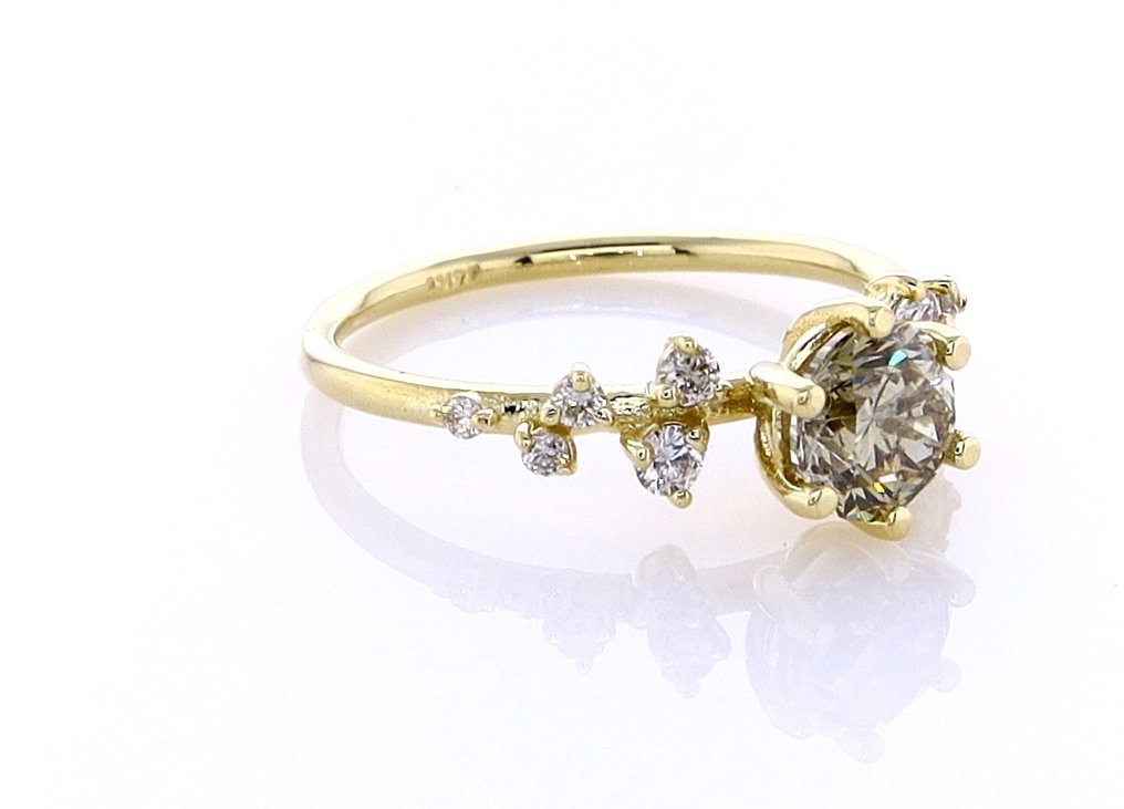 Anel - 14 K Ouro amarelo -  0.91 tw. Diamante  (Natural) - Diamante #3.1