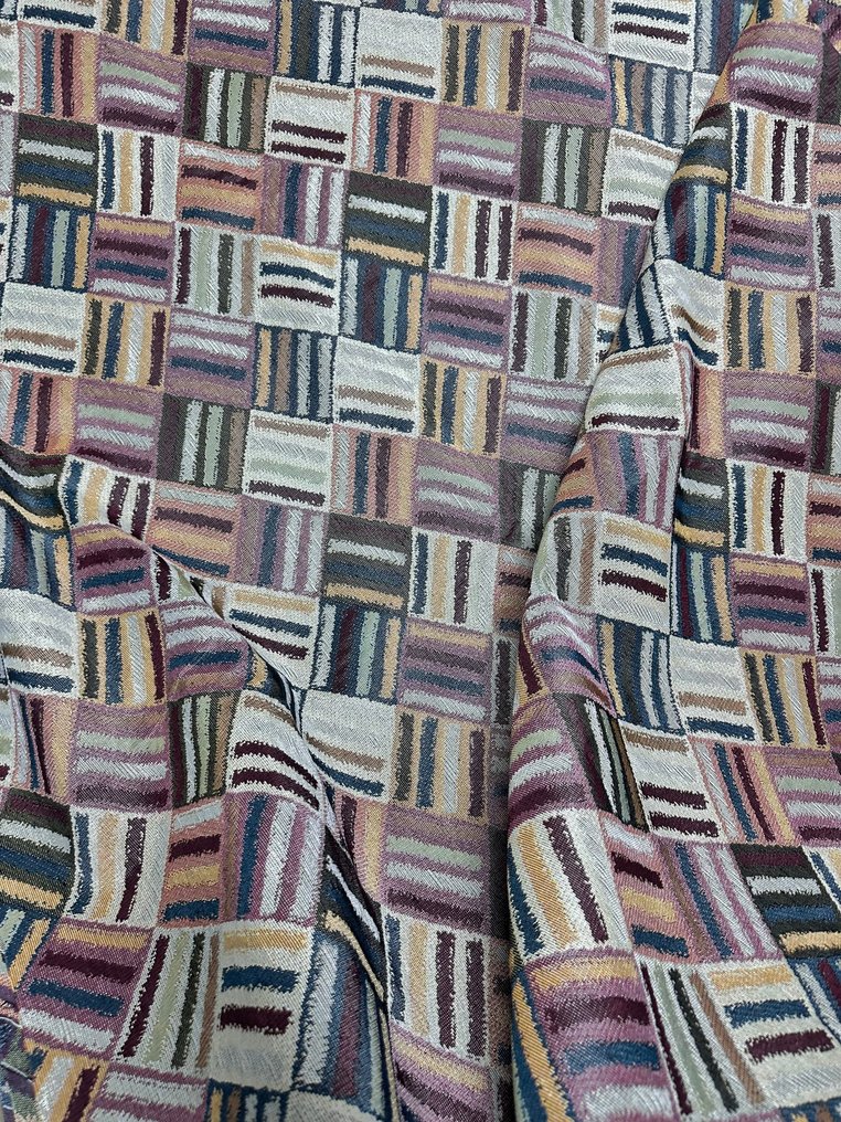 Rustic jacquard gobelin multicolor geometric fabric - Textile  - 3 m - 2.66 m #2.1