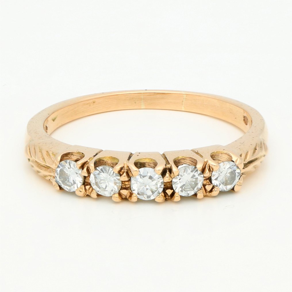 Ring - 14 kt Gelbgold Diamant  (Natürlich)  #1.1