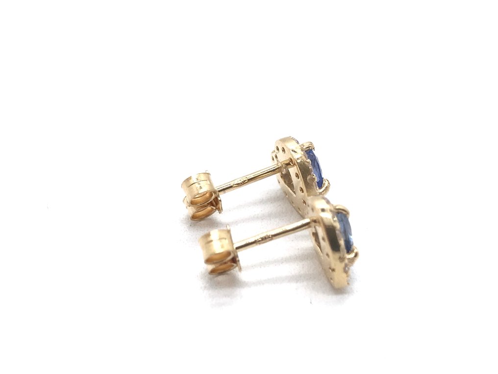No Reserve Price - NO RESERVE PRICE - Earrings - 18 kt. Yellow gold -  1.40ct. tw. Tanzanite - Diamond #3.1