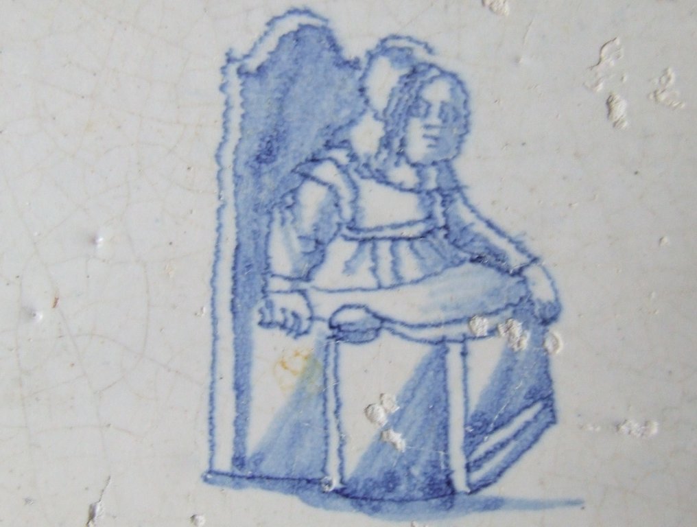  Tegel - Kind op KAK-stoel Zeldzaam. - 1650-1700  #2.1