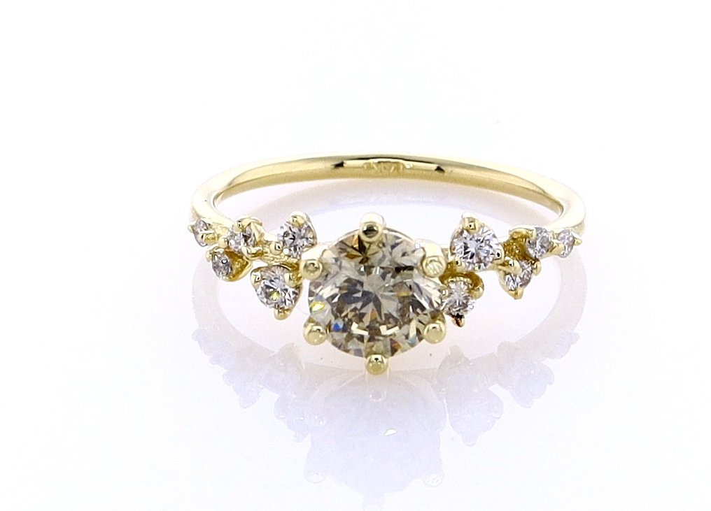 Anel - 14 K Ouro amarelo -  0.91 tw. Diamante  (Natural) - Diamante #3.2