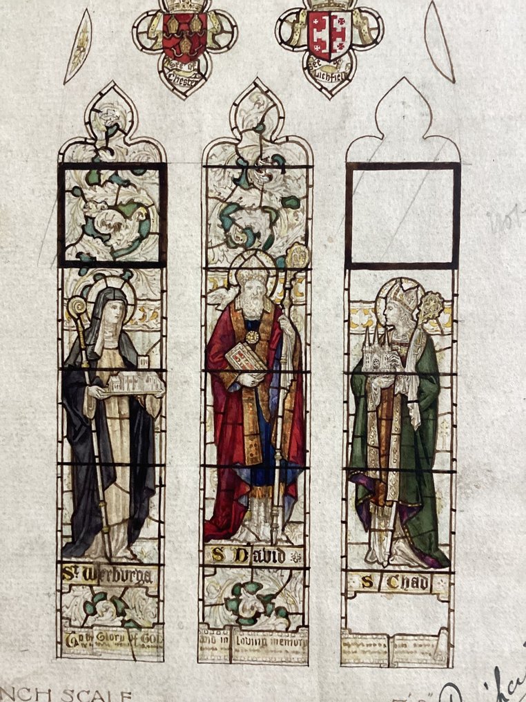 James Powell & Sons - Stained Glass design for All Saints Church, Speke, England. #1.1